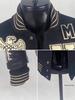 American Skull Knight Slim Fit Stand Collar Leather Baseball Jacket