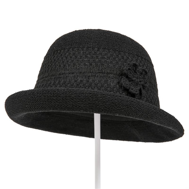 Elegant Temperament Women'S Top Hat Women'S Woven Flower Mother Bucket Hat Summer Outdoor Vacation Sunshade Basin Hat