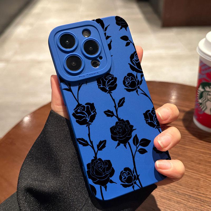 New Retro Fashion Rose Phone Case For iPhone16 15 14 13 12 11 Pro Max Mini XS XR X Plus Shockproof Matte Soft Silicone Cover