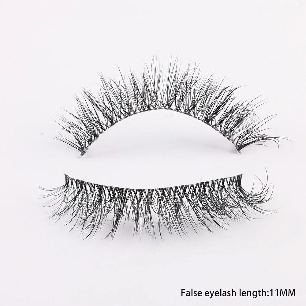 Clear Band Eyelashes Natural Fluffy 3D Mink Lashes D Curl Volume Wispy False Eyelashes With Clear Band Soft Reusable Lashes