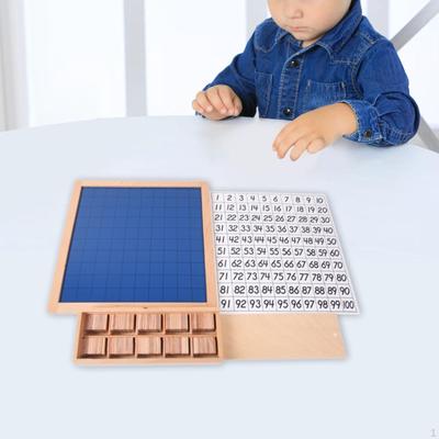 Wooden Math Board Toy Number Counting Tray 1-100 Numbers Development Preschool Learning