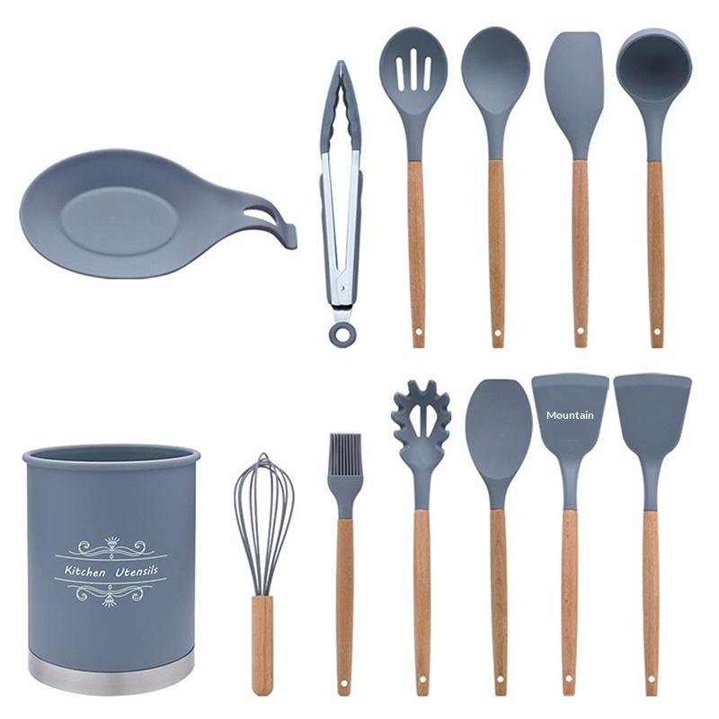 Cooking Tool Sets Non-toxic Cooking Baking Kitchen Tools Utensils Silicone Shovel Spoon Scraper Brush Spade Whisk Turner