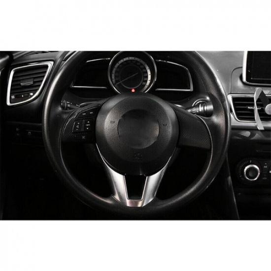 Fit For Mazda 3 Axela 2014-2016 Silver ABS Steering Wheel U Type Cover Trim 1pcs