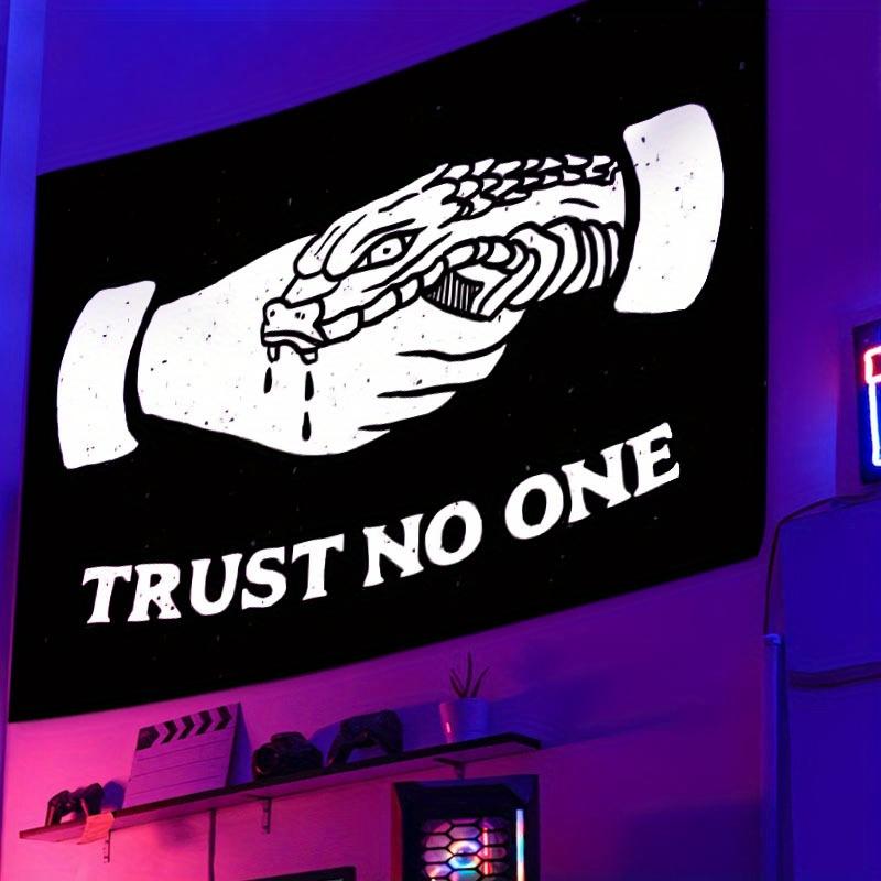 Black White Snake Hand Tapestry TRUST NO ONE Slogan Bedroom Living Room Decor Aesthetic Dark Wall Art 100X70CM