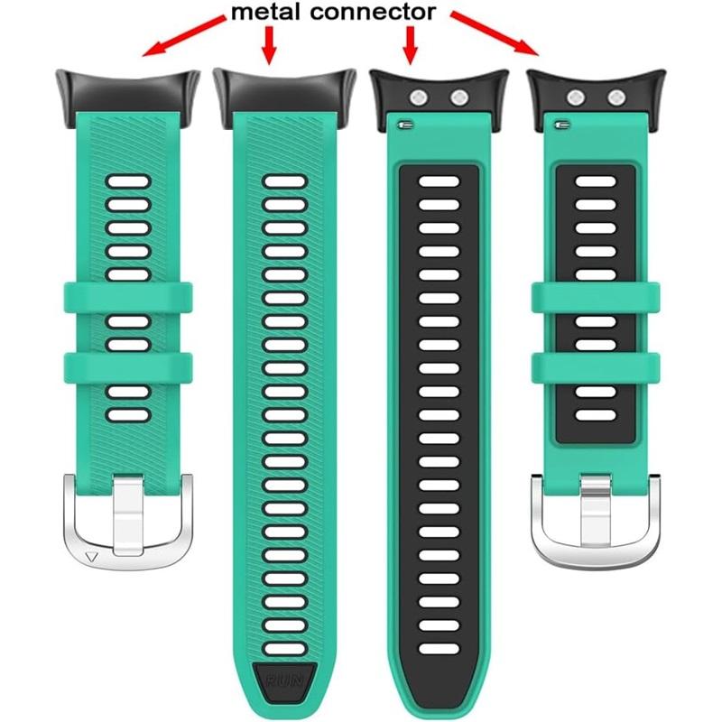 Silicone Strap for Garmin Swim 2 Watch Band for Garmin Forerunner 45 45s Replace Band Bracelet Two Tone Belt, Metal Connectors