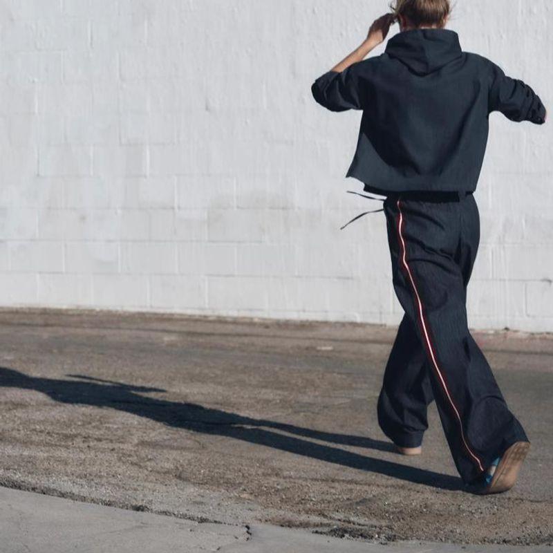 Spring New Women's Clothing Loose Hooded Denim Tops 3564181 Stripes Denim 3564180