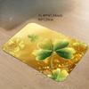 2D Flat Golden Four Leaf Clover Flannel Bath Mat Non Slip Soft Absorbent Shower Rug for Bathroom Toilet Floor Decor Lucky Charm