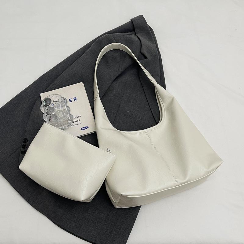Two-Piece Bag Set Soft Leather Tote Bag Women's Retro Large Capacity Shoulder Bag Underarm Bag