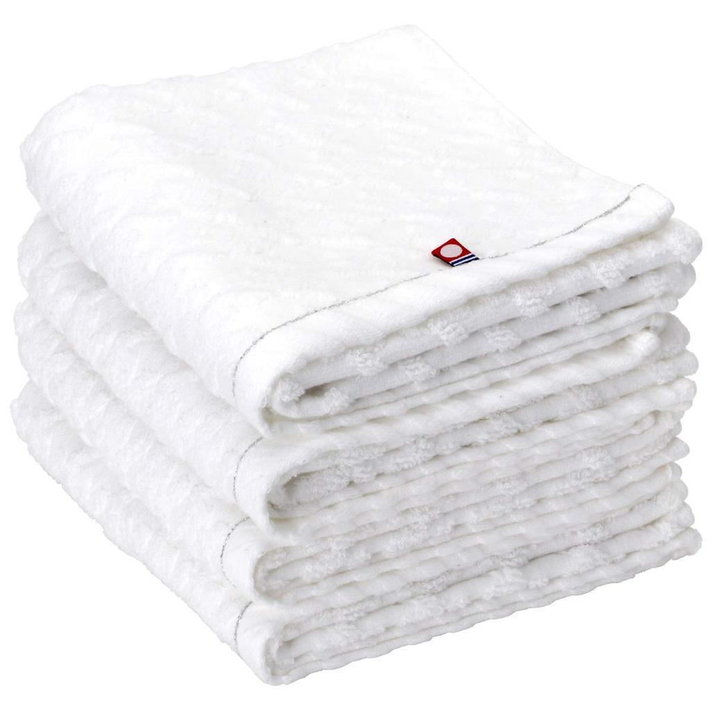 Imabari Face Chisai 34cm X Set of 14 White Face Instant Imabari Towel Made In Hotel Face Wash Facial Home Towels, 100% Cotton, Pattern, 75cm, 4,