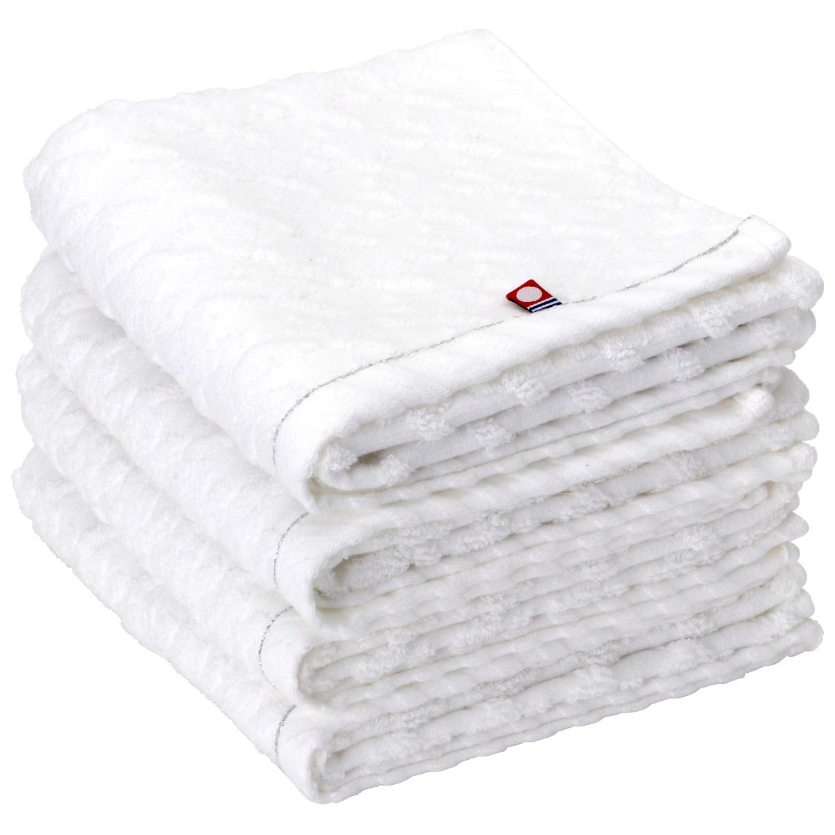 

Imabari Face Chisai 34cm x Set of 14 White Face Instant Imabari Towel Made in Hotel Face Wash Facial Home Towels, 100% Cotton, Pattern, 75cm, 4,