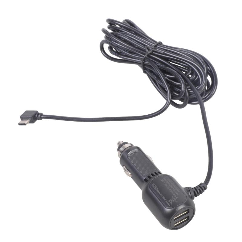 

3.42m Angled USB C Dashcam Charger Double USB Port Car Adapter Cord Wire 12V 24V Input Multi Protections Design 1