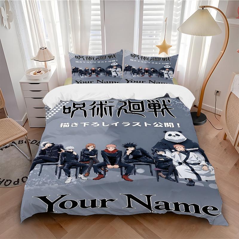 Anime Character Group Art Bedding Set Personalized Washable Custom 3Pcs Duvet Cover Pillowcases Soft Microfiber Home Bedroom Gift