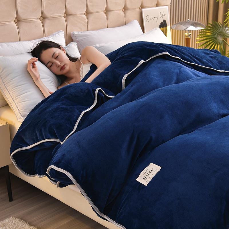 Solid Color Thickened Milk Velvet Duvet Cover Hotel Luxury Dark Green Single Double Comforter Cover Home Warm Soft Quilt Covers