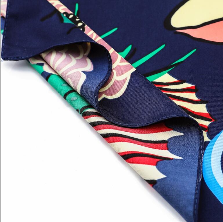 130*130 cm High Quality Twill Silk Women Scarf Luxury Brand Large Square Scarves Shawls French Butterfly Print Fashion Scarf