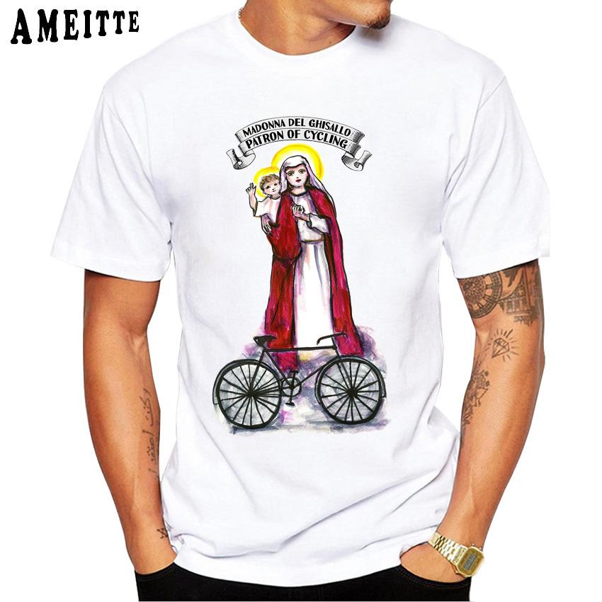 Madonna Del Ghisallo The Patron Saint Of Cycling T Shirt Fashion Men Short Sleeve Funny Bicycle
