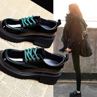 Zapatos de cuero pequeños LeFou para mujer, suelas gruesas populares, suelas gruesas, tacones gruesos, zapatos de moda y versátiles