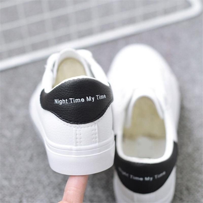 Women Spring Autumn Korean Style Breathable Leather Flat Sneakers Running Shoes