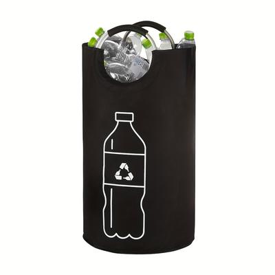 Foldable Recycling Bin for Bottles - 68.89 L Polyester Collector, Cylindrical Multifunctional Bin for In-Home Use, No Electricity Needed