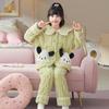 Kids Flannel Pajamas Set Boys Girls Warm Long Sleeve Top And Pants Sleepwear Winter Home Nightwear
