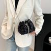 2025 New Korean Version Fashion Hand Sequined Bucket Bag Versatile Hand Shoulder Messenger Bag Dinner Bag Women's Wholesale