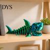 Creative Gift for Boys Girls 3D Printed Articulated Skeleton Shark Figurine, Pearlescent Flexible Joint Desktop Ornament Kids Bone Toy, Fidget