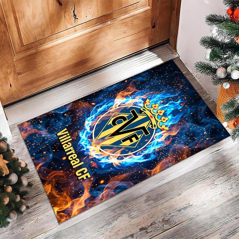 Villarreal FC Soccer Football Pattern Soft Area Rug Non Slip Indoor Floor Carpet Sports Decor Mat for Bedroom
