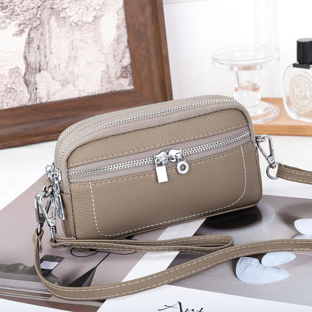 Leather casual women's clutch bag new fashion versatile multi-compartment shoulder messenger bag large capacity mobile phone bag women