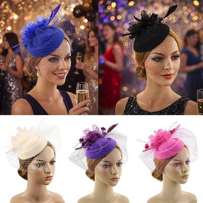 Flower Fascinator Caps Veil Fascinator Fashion Vintage Hat Headband  Wedding