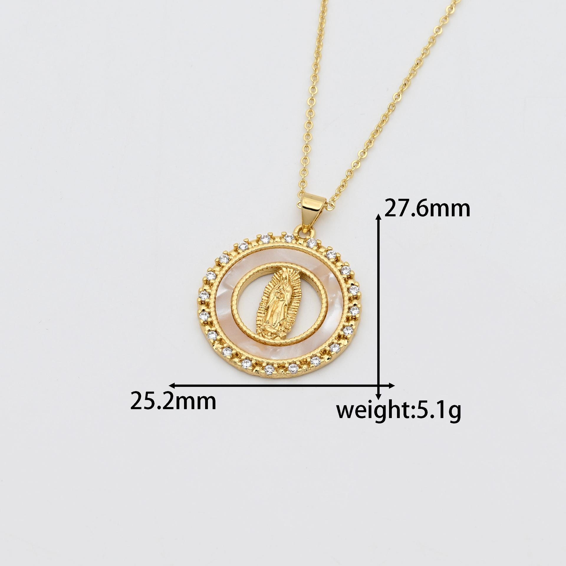 Gold-Plated Copper Virgin Mary Heart Pendant Necklace with Clavicle Chain for Women Pendant Only