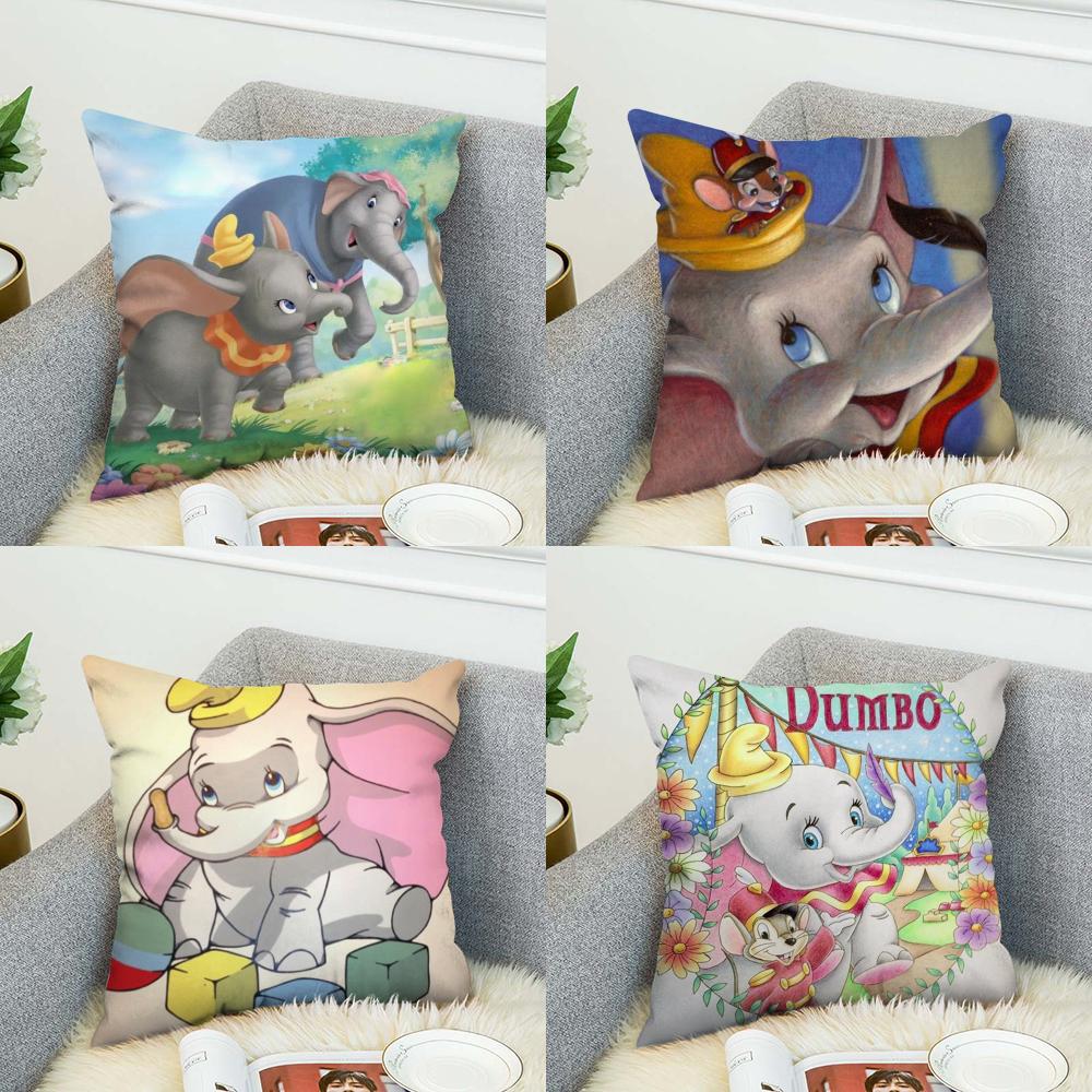 DDumbo Pillow Case For Car Sofa Decorative Home Doublesided Print Plush Square Throw Pillow Cushion Cover