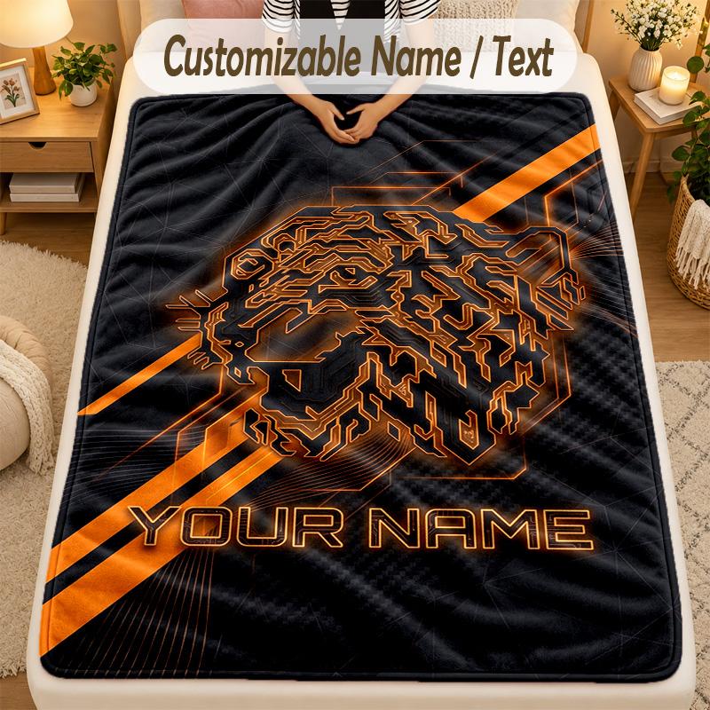 Flannel BlanketHull FC Custom Name Text Personalized Soft Warm Throw Blanket Home Decor Gift