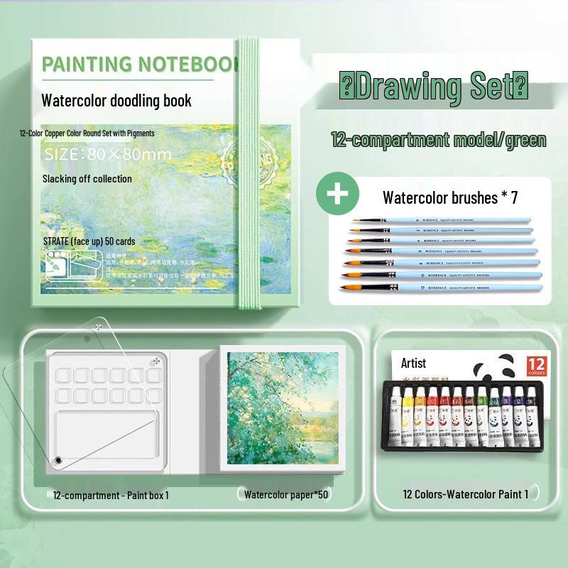 Moyu Watercolor & Acrylic Travel Sketching Set: Portable Palette, Drawing Board, and Book for Painting and Sketching.