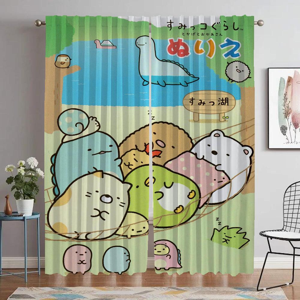 Anti-mosquito Curtains for Living Room Sumikko Gurashi Partition Home Interior Curtains 2 Pieces Blackout Curtain Shades Kitchen