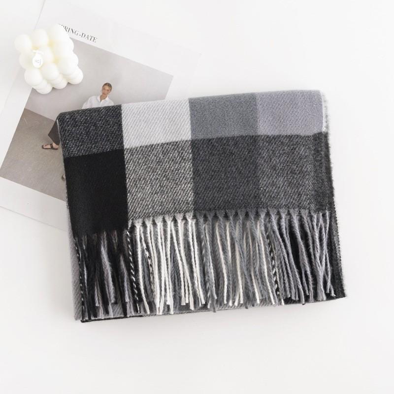 British Style Maillard Brown Brown Plaid Warm Scarf High End Atmosphere Couple Scarf Women's Imitation Cashmere