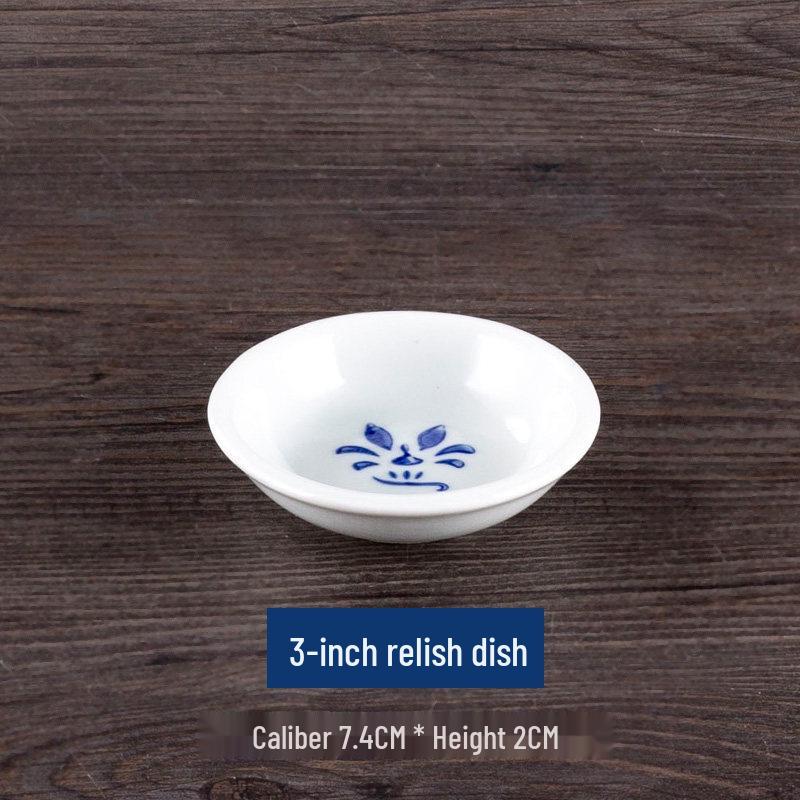 Vintage Ceramic Blue & White Bamboo Flower Bowl - Rustic Farmhouse Tableware, Ideal for Rice & Noodles