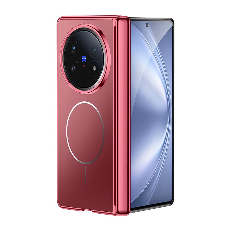 For Vivo X Fold 5 Case Premium Electroplating Central Axis Hinge Protection Magnetic Wireless Charging Hard Back Cover Shell