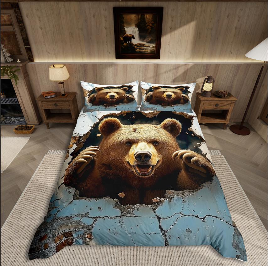 Homewish Wildlife Wolf Duvet Cover SetWoodland Animal For Teens Bedding SetJungle Safari Decor