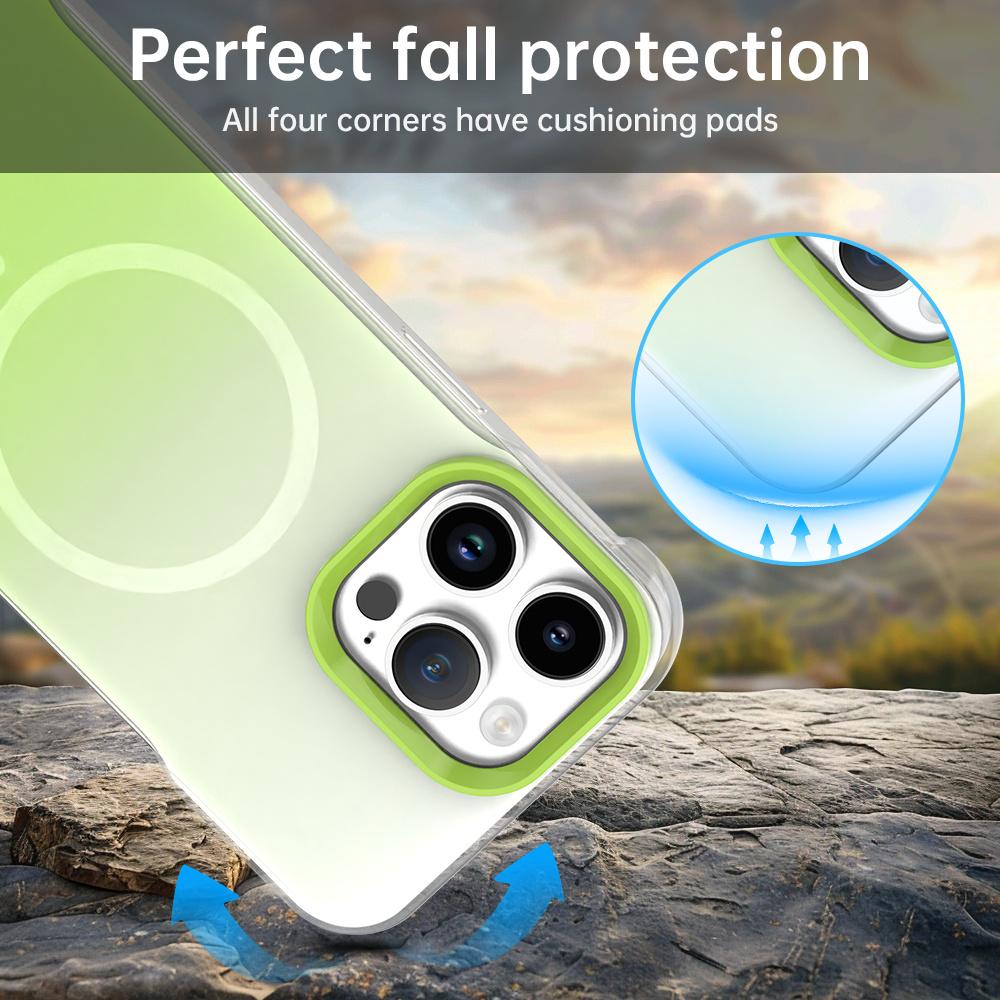For iPhone 14 Pro Max Magnetic Case Gradient Design Borderless IMD TPU+PC+PET Phone Cover