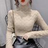 Chic Fall/Winter Lace Shirt for Women, Fashionable Underwear, Age-Decreasing Slim-fit Base Tee with Mashed Fabric