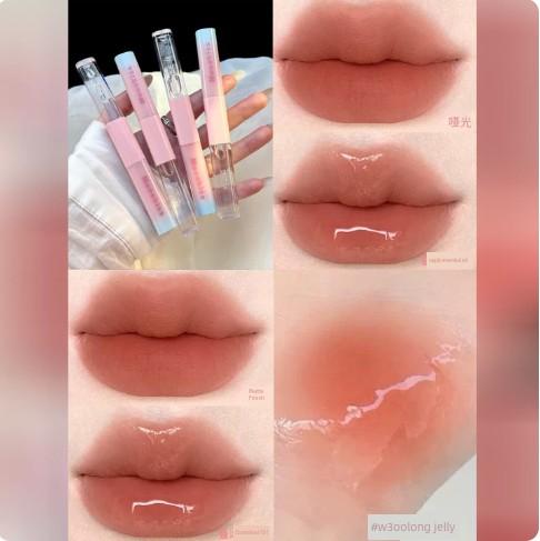 Mom's Natural Makeup Looks Like a Fresh-Faced Girl! Muke Shishi Double-Ended Lip Gloss W1 Nude Pink W4 Non-Stick Cup Korean Style Gray Pink W6