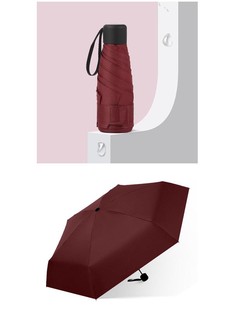 Compact Five-Fold Sunshade: Ultra-Light Mini Parasol with Black Glue Sun Protection