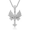 Sparkling Iced Out CZ Wing Pendant Bling Chain Necklace Men Hip Hop Solid Retro Design Luxury Statement Fashion Jewelry