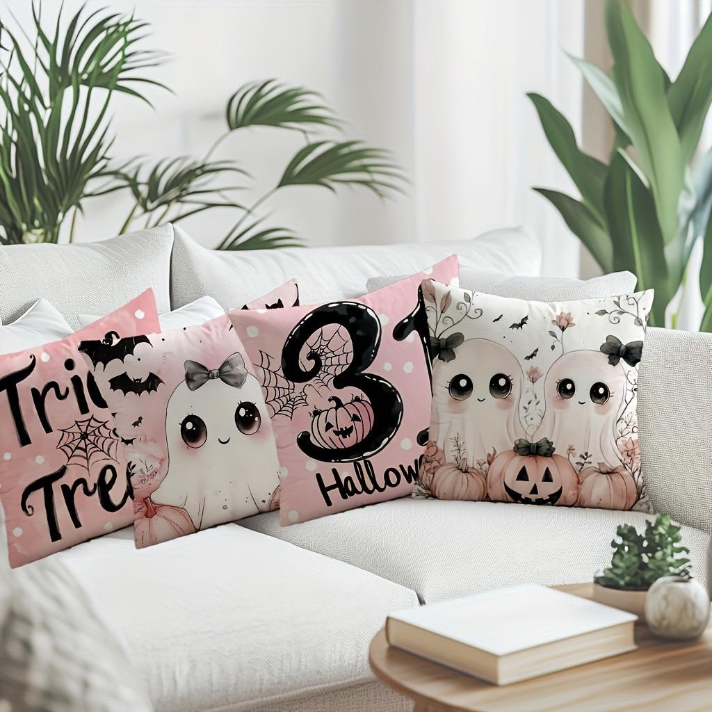 Cute Halloween Pillowcases: Ghosts, Pumpkins, And Trick Or Treat Designs! Sofa Cushion Cover Holiday Party Decoration Gift