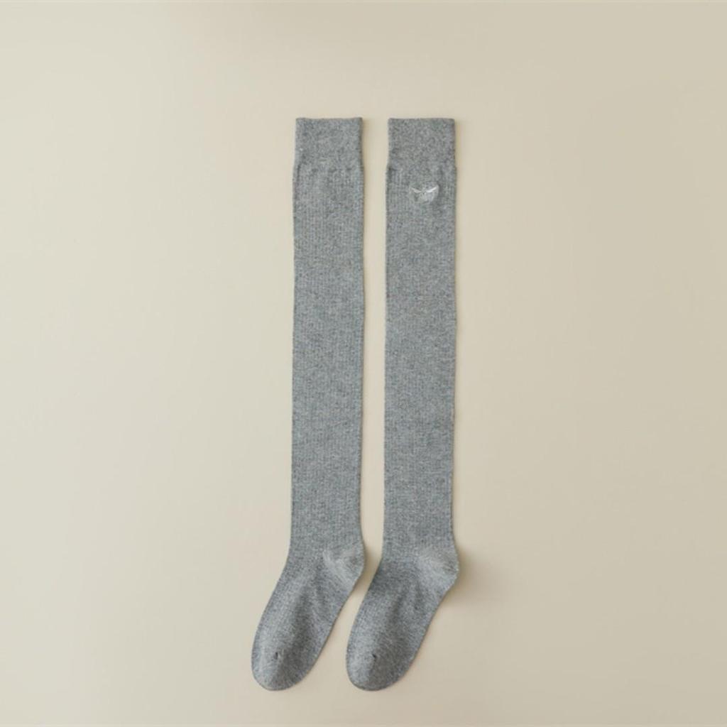 Damsockor i Miu-stil, bomull, mikropress, över knäna, för höst och vinter