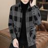 Men's Fashionable Plaid Woolen Winter Jacket - Thickened High-End Korean Style Coat