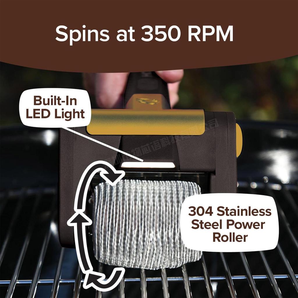 BBQ Borstel met RVS Roller, Borstelvrij, LED Lamp voor het Reinigen van Elektrische & BBQ Grills