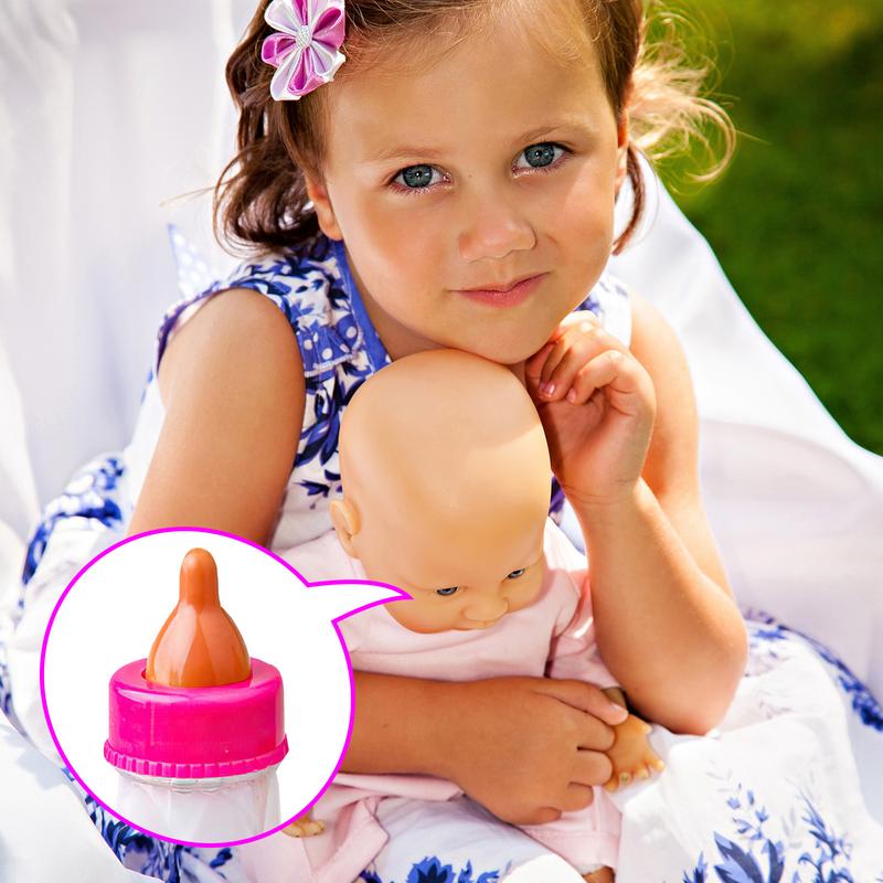 15.2cm/9.3cm Doll Magic Milk Juice Bottles With Pacifier Bibs Fit New Born Dolls Plastic Nipple Bottle Dollhouse Toys Set Reborn