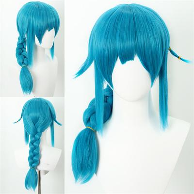High Quality Arcane Jinx Cosplay Wig Short Blue Braided Heat Resistant Synthetic HairAnime  Jinx Juvenile Wigs + Wig Cap