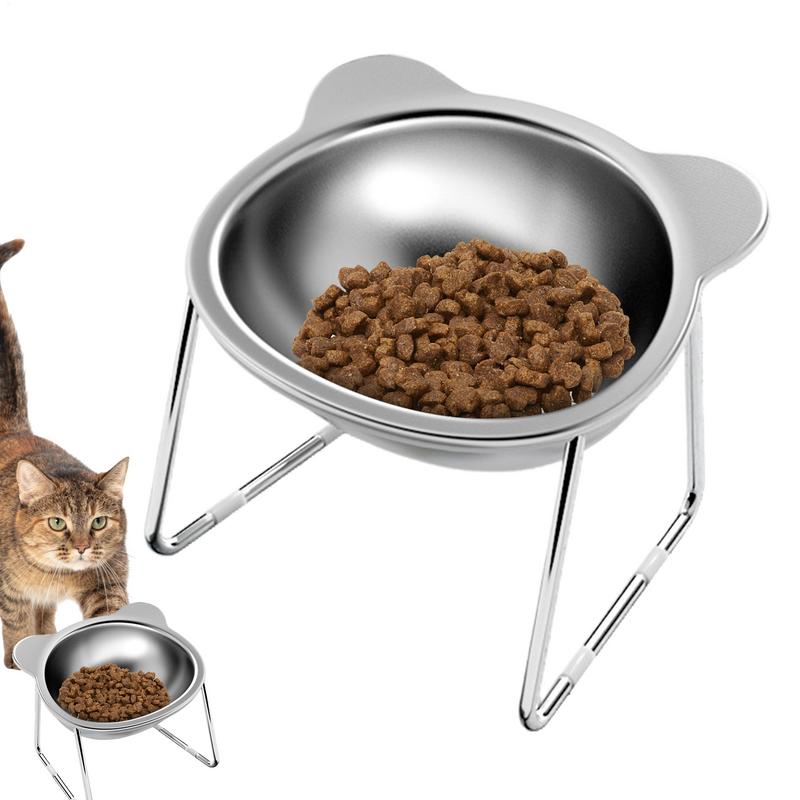 Tilted Cat Bowl Stainless Steel Cat Food Bowls with Metal Stand Food and Water Dish for Cats Kitten Puppies Feeders Cat Supplies