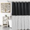 Farmhouse Shower Curtain,Beige and Black Stripe,Button Curtain,Linen and Cotton Woven Fabric,Rustic Charm Country Chic Style